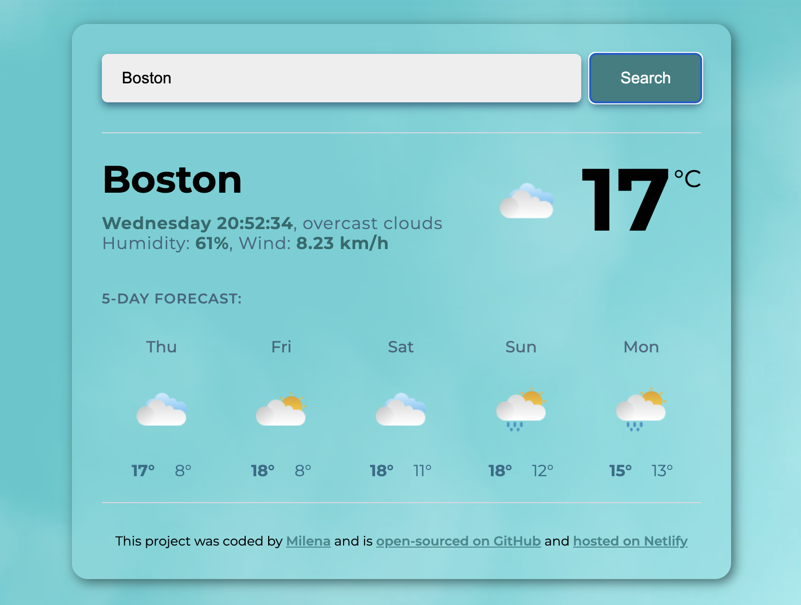 Weather App project preview